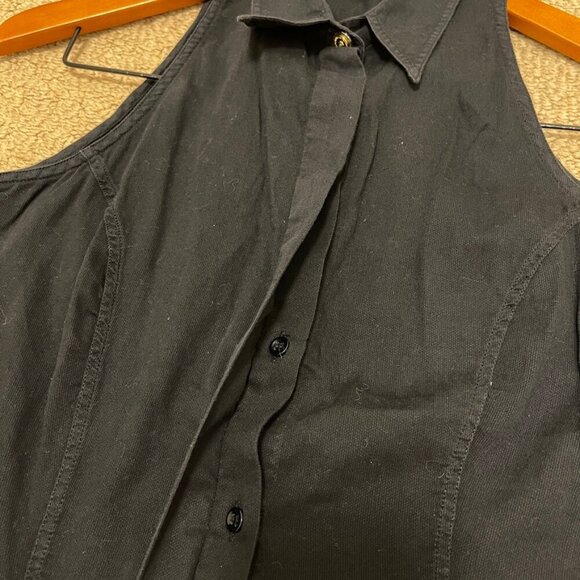 Vintage Versace Jeans Couture Sleeveless Button Up Blouse Black - Picture 10 of 14